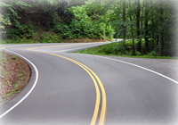 Road showing line markings